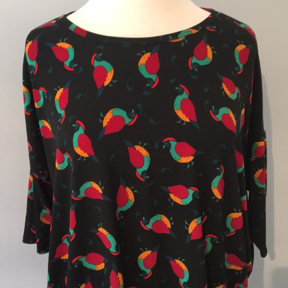 LuLaRoe Irma Medium Quail Bird Black